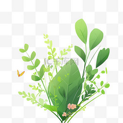 春天绿色免抠植物叶子简约元素