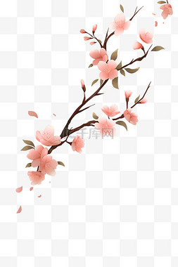 樱花枝手绘图片_春天盛开手绘元素樱花枝