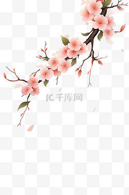 手绘樱花背景图片_手绘春天盛开的樱花枝元素