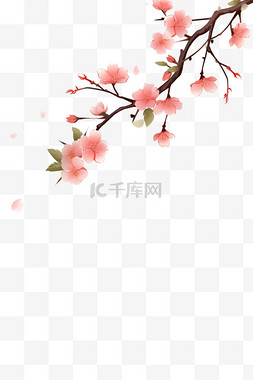 樱花枝手绘图片_手绘春天盛开樱花枝元素