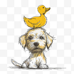 手绘可爱的动物小狗鸭子卡通元素
