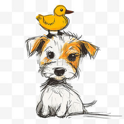 可爱的动物小狗鸭子手绘卡通元素