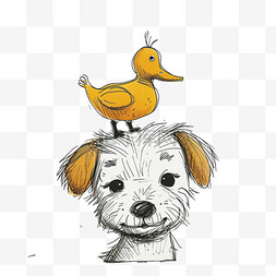 可爱的动物小狗鸭子手绘卡通元素