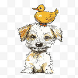 可爱的动物小狗鸭子元素卡通手绘