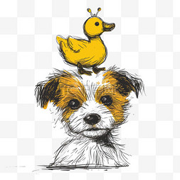 可爱的动物卡通小狗鸭子手绘元素