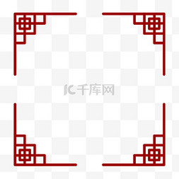中式红色线条边框新年装饰元素