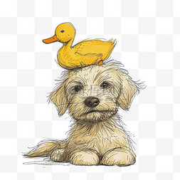 鸭子小狗可爱的动物卡通手绘元素