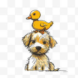 可爱的动物卡通手绘小狗鸭子元素