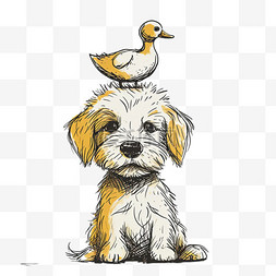 可爱的动物鸭子小狗卡通手绘元素
