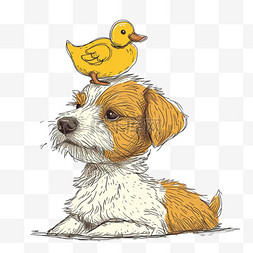 可爱的动物小狗鸭子卡通手绘元素