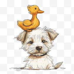 小狗鸭子可爱的动物卡通手绘元素