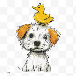 可爱的动物小狗鸭子手绘元素卡通