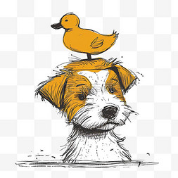 线条鸭子图片_卡通可爱的动物小狗鸭子手绘元素