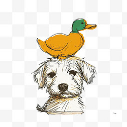 可爱极简背景图片_可爱的动物小狗鸭子手绘元素