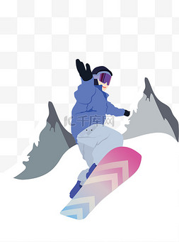 奥运会滑雪卡通少女极限运动雪地