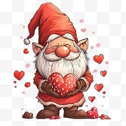 情人节巧克力背景图片_卡通手绘情人节老人拿着心元素