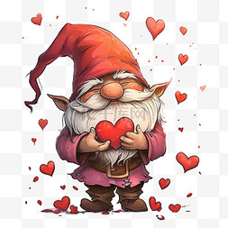 情人节巧克力背景图片_情人节卡通老人拿着心手绘元素