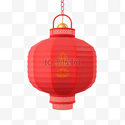 光滑的图标图片_新年红色灯笼免抠元素3d