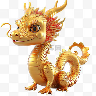 3d立体房间电脑桌面壁纸高清图片素材_金色龙3d立体免抠龙年元素