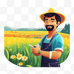 农民在农田不同场景插画务农图片
