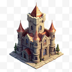3d童话城堡元素立体免抠图案