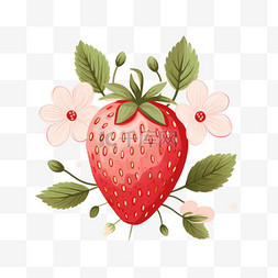 矢量红色草莓元素立体免抠图案