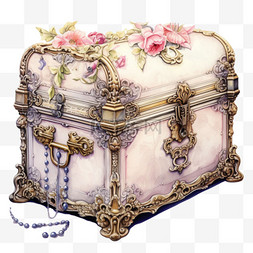 紫色首饰盒图片_真实贵族首饰盒元素立体免抠图案