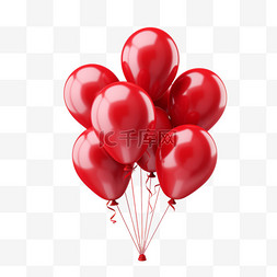 创意红色气球元素立体免抠图案