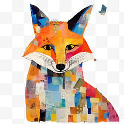 几何贴纸狐狸元素立体免抠图案