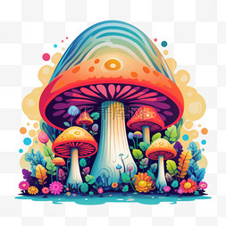 蘑菇造型图片_造型五彩蘑菇元素立体免抠图案
