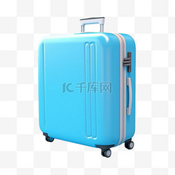 合成蓝色行李箱元素立体免抠图案