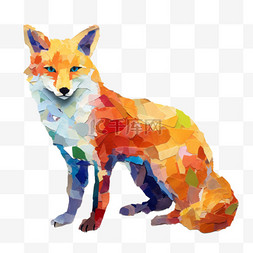 造型贴纸狐狸元素立体免抠图案