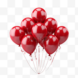 红色图案气球图片_图形红色气球元素立体免抠图案