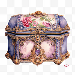 紫色首饰盒图片_特色贵族首饰盒元素立体免抠图案