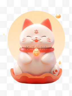 新年招财猫图片_新年3D喜庆可爱招财猫图片