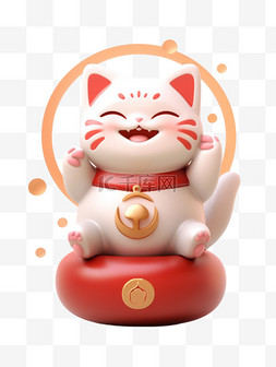 新年招财猫图片_新年3D喜庆可爱招财猫设计图