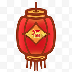 手绘插画灯笼福字喜庆新年装饰图