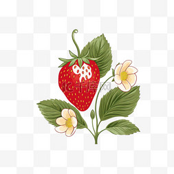 图形红色草莓元素立体免抠图案