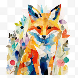 贴纸数字图片_绘画贴纸狐狸元素立体免抠图案
