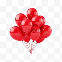 装饰红色气球图片_造型红色气球元素立体免抠图案