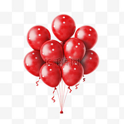 卡通红色气球元素立体免抠图案