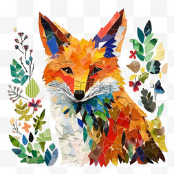 图形贴纸狐狸元素立体免抠图案
