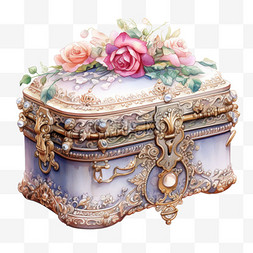 紫色首饰盒图片_艺术贵族首饰盒元素立体免抠图案