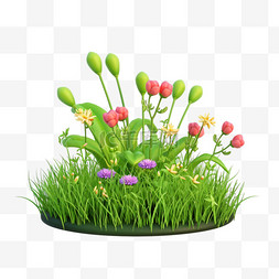 修剪的草堆图片_3d模型春天鲜花盛开草堆免抠免抠