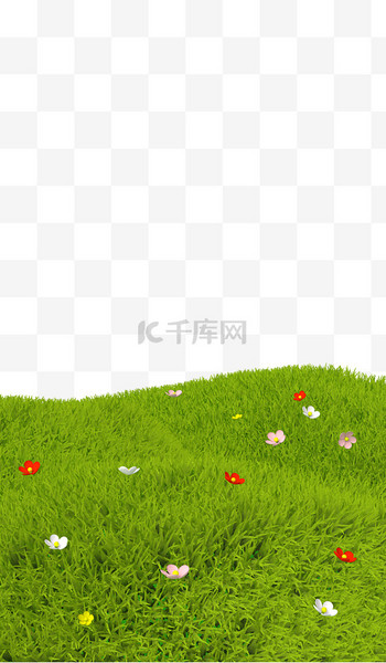 立体春天草地底边免抠元素