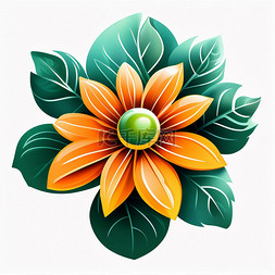 淡橙色图片_植物卡通花卉风格为淡银色和橙色
