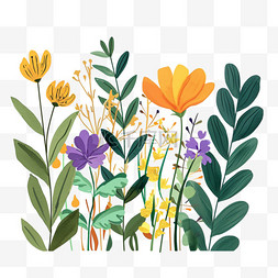花草植物手绘元素插画春天