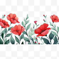手绘春天红色花朵图片_植物春天红色花朵手绘免抠元素