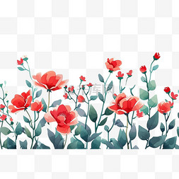 红色花朵植物春天手绘免抠元素