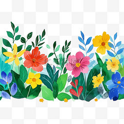 各种颜色的花朵春天植物手绘插画